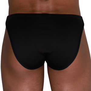 Dos couvrant du slip Macho MCH010 noir, avec côtés échancrés