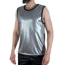 Macho Underwear silver fine-glitter metallic tank top.