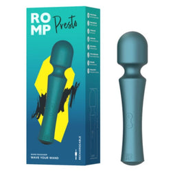 Romp Presto mini wand massager in green silicone, for intimate pleasure.