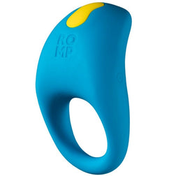 Cockring vibrant de la marque Romp modèle Juke en Silicone bleu pour le plaisir intime.