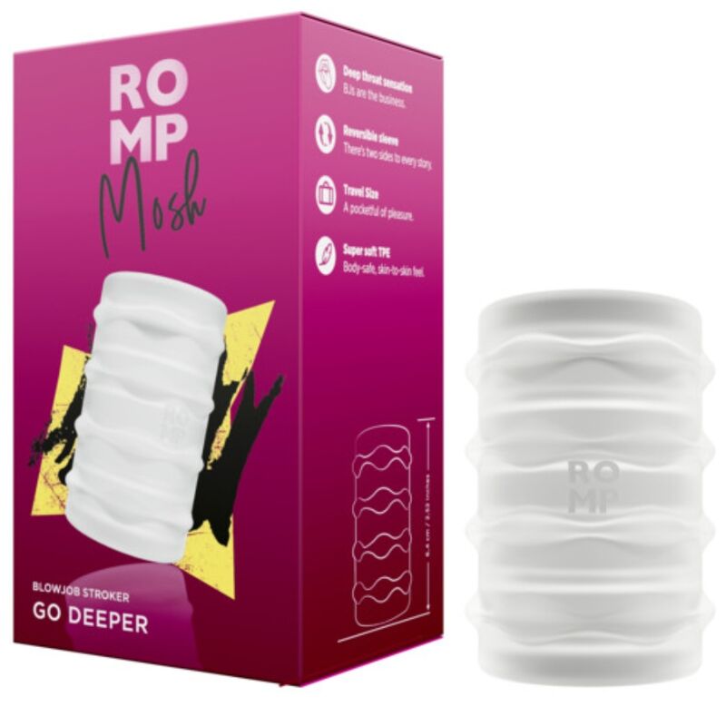 ROMP MOSH MASTURBATEUR MALE TRANSPARENT AVEC GAINE REVERSIBLE DE 6 CM