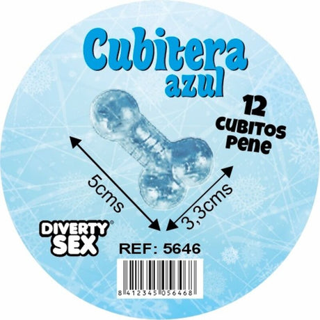 Blue penis-shaped ice cube tray accessory.