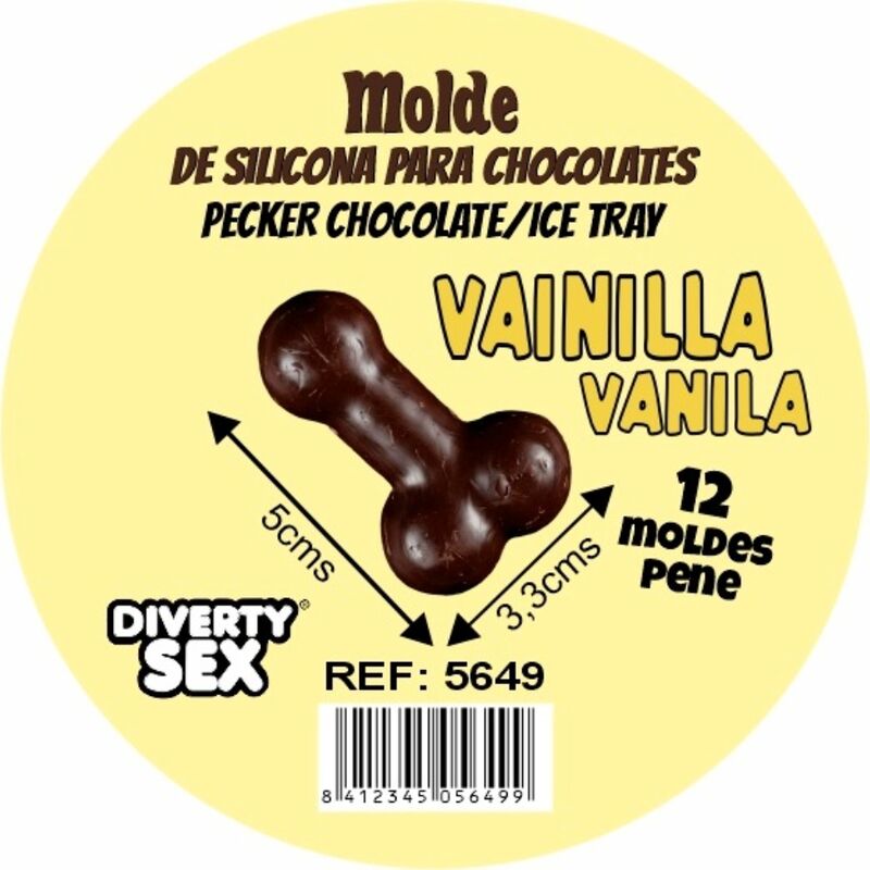 DIABLO PICANTE MOULE A CHOCOLAT AVEC 12 PENIS EN SILICONE A SUSPENDRE VANILLE