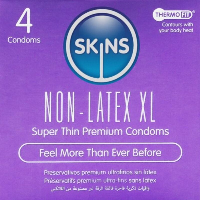 SKINS PRESERVATIFS SANS LATEX PAQUET DE 4 FORMAT XL