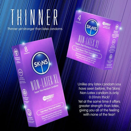 SKINS PRESERVATIFS SANS LATEX PAQUET DE 4 FORMAT XL