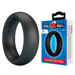 Elio model cock ring in black silicone for intimate pleasure.