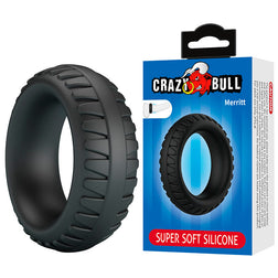 Merritt model cock ring in black silicone for intimate pleasure.