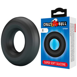 Urban model cock ring in black silicone for intimate pleasure.