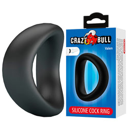 Valen cock ring in black silicone for intimate pleasure.