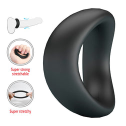 CRAZY BULL VALEN ERGONOMIC COCK RING IN BLACK SILICONE