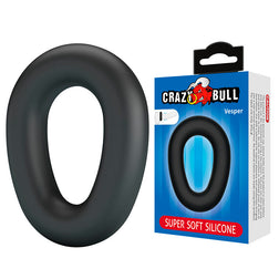 Vesper cock ring in black silicone for intimate pleasure.
