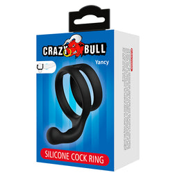 CRAZY BULL YANCY DOUBLE PENIS AND TESTICLE RING BLACK