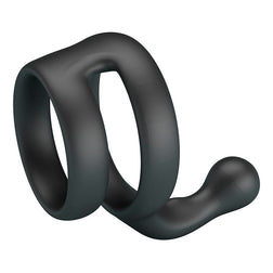 CRAZY BULL YANCY DOUBLE PENIS AND TESTICLE RING BLACK
