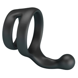 CRAZY BULL YANCY DOUBLE PENIS AND TESTICLE RING BLACK