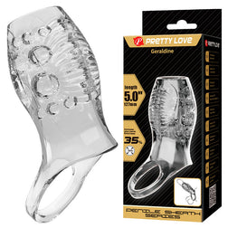 Gaine pénis modèle Geraldine en TPR transparent pour le plaisir intime.