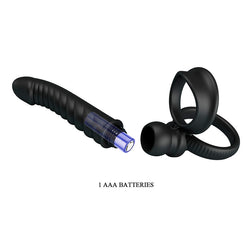 PRETTY LOVE MERRITT ANAL VIBRATOR WITH RING AND VIBRATION, BLACK