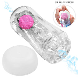 Masturbateur transparent bille - vue arrière produit