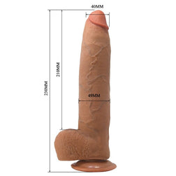 Schéma de l’Evander : 23 cm au total, 21 cm insérables, gland de 4 cm et corps de 4,9 cm