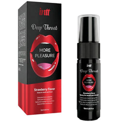 Spray oral Deep Throat INTT saveur fraise, flacon de 12 ml.