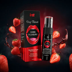 Spray oral Deep Throat INTT saveur fraise, flacon de 12 ml.