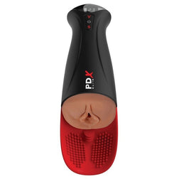 Masturbateur automatique avec orifice réaliste et embout vibrant rouge