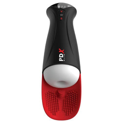 Masturbateur automatique avec gaine texturée rouge et embout blanc