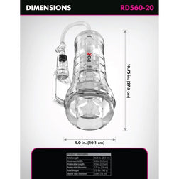 PDX Elite Viewtube VAC XXL transparent masturbator with suction pump 27.3 cm