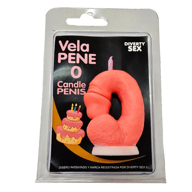 Bougie pénis en forme de chiffre 0, couleur rose — Diablo Picante