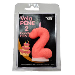 Bougie pénis en forme de chiffre 2, couleur rose — Diablo Picante