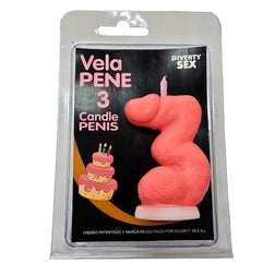 Bougie pénis en forme de chiffre 3, couleur rose — Diablo Picante