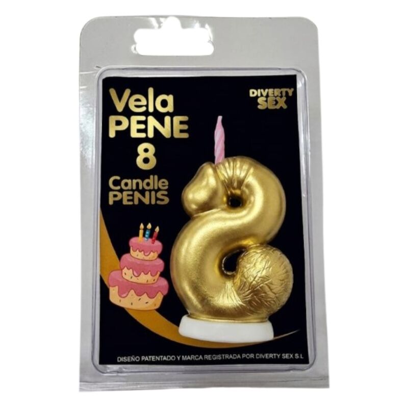 Bougie pénis en forme de chiffre 8, couleur or — Diablo Picante
