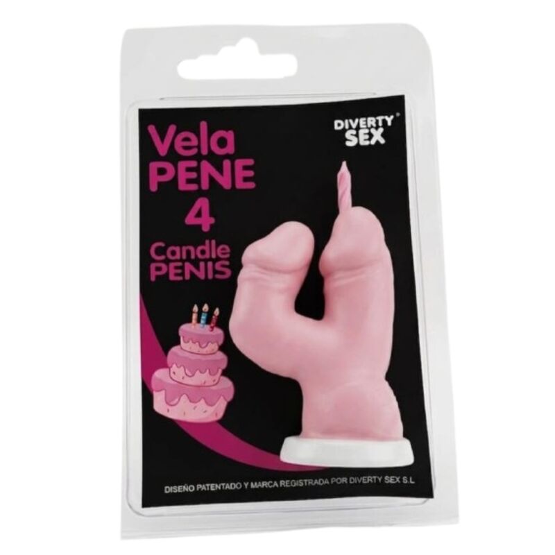 Bougie pénis en forme de chiffre 4, couleur rose — Diablo Picante