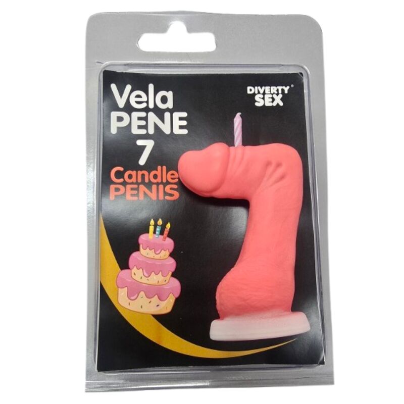 Bougie pénis en forme de chiffre 7, couleur rose — Diablo Picante