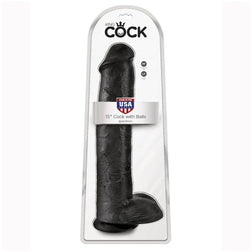 KING COCK REALISTIC DILDO WITH TESTICLES 38 CM BLACK