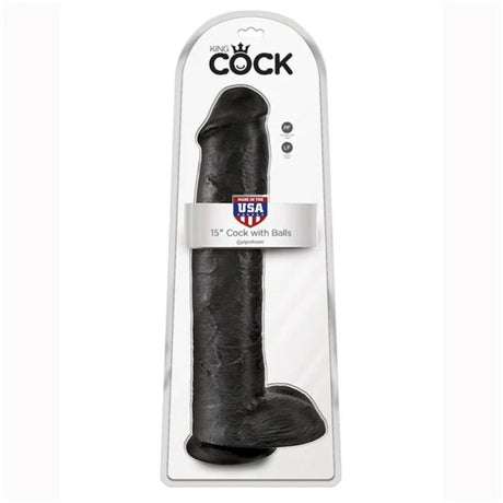KING COCK GODEMICHET REALISTE AVEC TESTICULES 38 CM NOIR