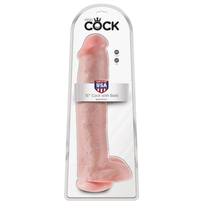 KING COCK REALISTIC DILDO WITH TESTICLES AND SUCTION CUP 38 CM COLOUR