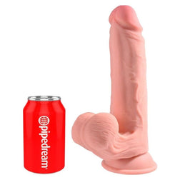 Realistic triple-density dildo 23 cm with testicles in flesh-coloured PVC 23.0 cm for intimate pleasure.