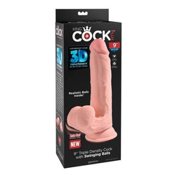 KING COCK PLUS REALISTIC DILDO TRIPLE DENSITY WITH MOVABLE TESTICLES 23 CM FLESH