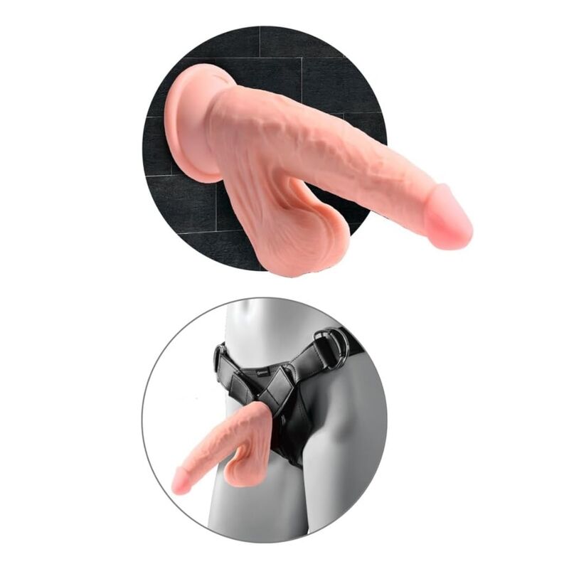 KING COCK PLUS GODEMICHET REALISTE TRIPLE DENSITE AVEC TESTICULES MOBILES 23 CM CHAIR