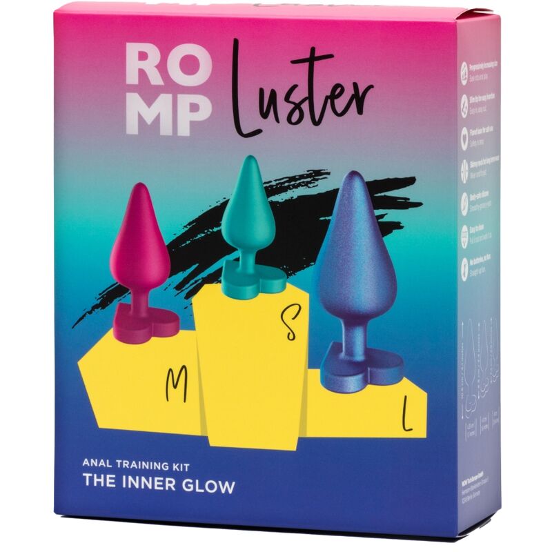 ROMP KIT D ENTRAINEMENT ANAL LUSTER TAILLES S M L AVEC BASE EN FORME DE COEUR