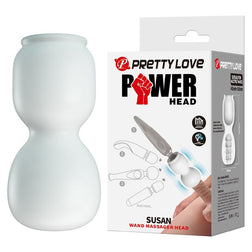 Embout Susan blanc translucide debout à côté de sa boîte Pretty Love