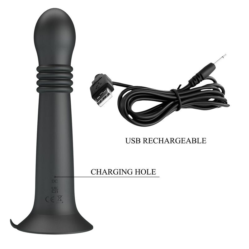 Stellan with black USB cable and charging port marker