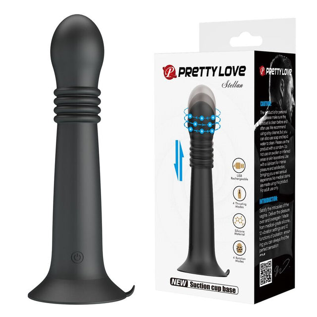 Black Stellan standing next to Pretty Love packaging