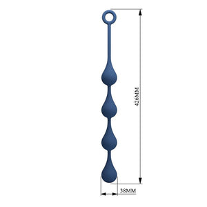 Chapelet anal Waterdrop L bleu schéma des dimensions : 42,6 cm au total et Ø 3,8 cm