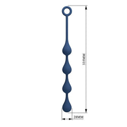 Chapelet anal Waterdrop M bleu schéma des dimensions : 33,5 cm au total et Ø 2,8 cm