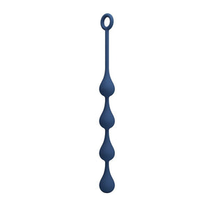 Profilansicht: blaue Waterdrop M Analkette auf weißem Hintergrund