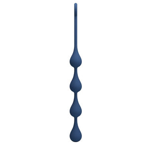 Rückansicht: blaue Waterdrop M Analkette mit Form des Fußes