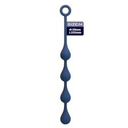 Chapelet anal Waterdrop M bleu vue de face, quatre perles en goutte espacées et anneau