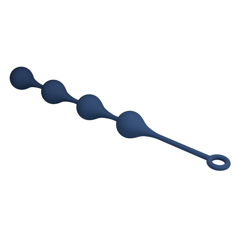 blaue Waterdrop XL Analkette, waagerecht auf weißem Hintergrund