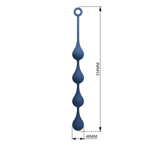 Maßzeichnung für blaue Waterdrop XL Analkette: 52,5 cm Gesamtlänge und Ø 4,8 cm